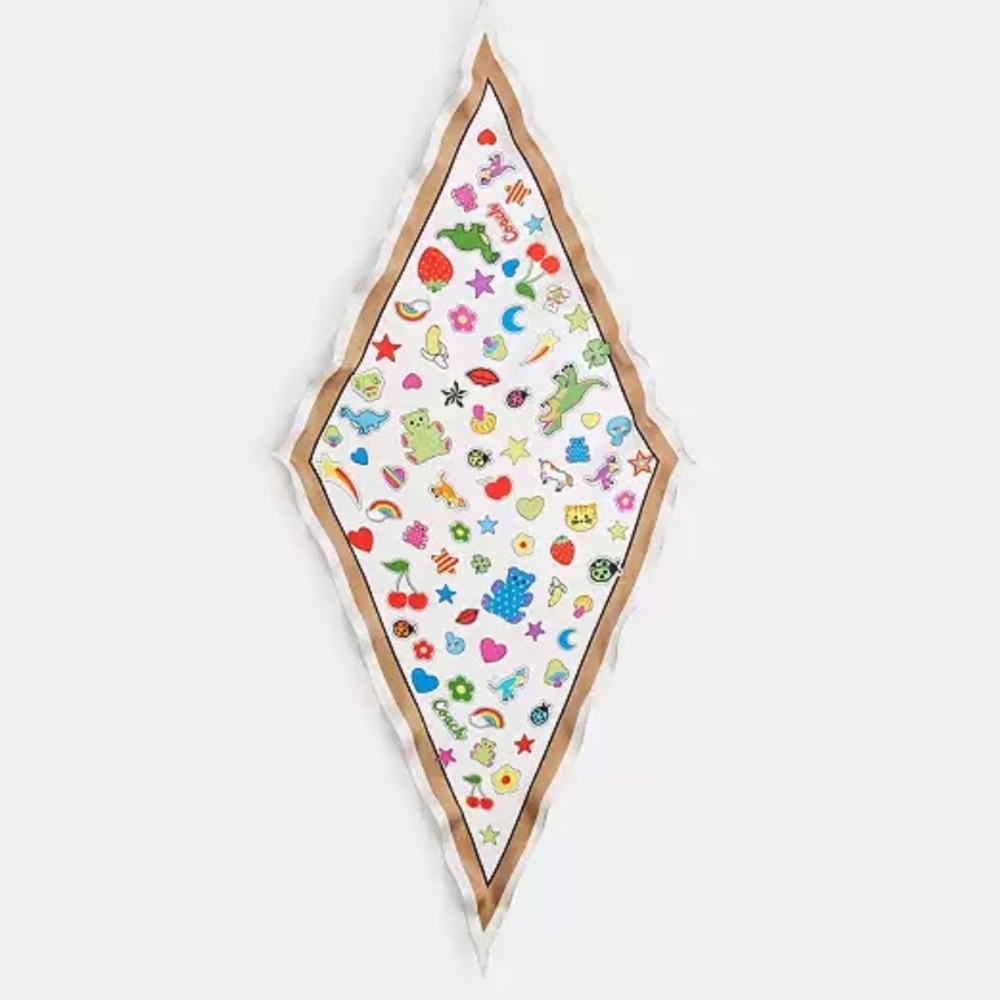 Coach Sticker Print Silk Scarf
